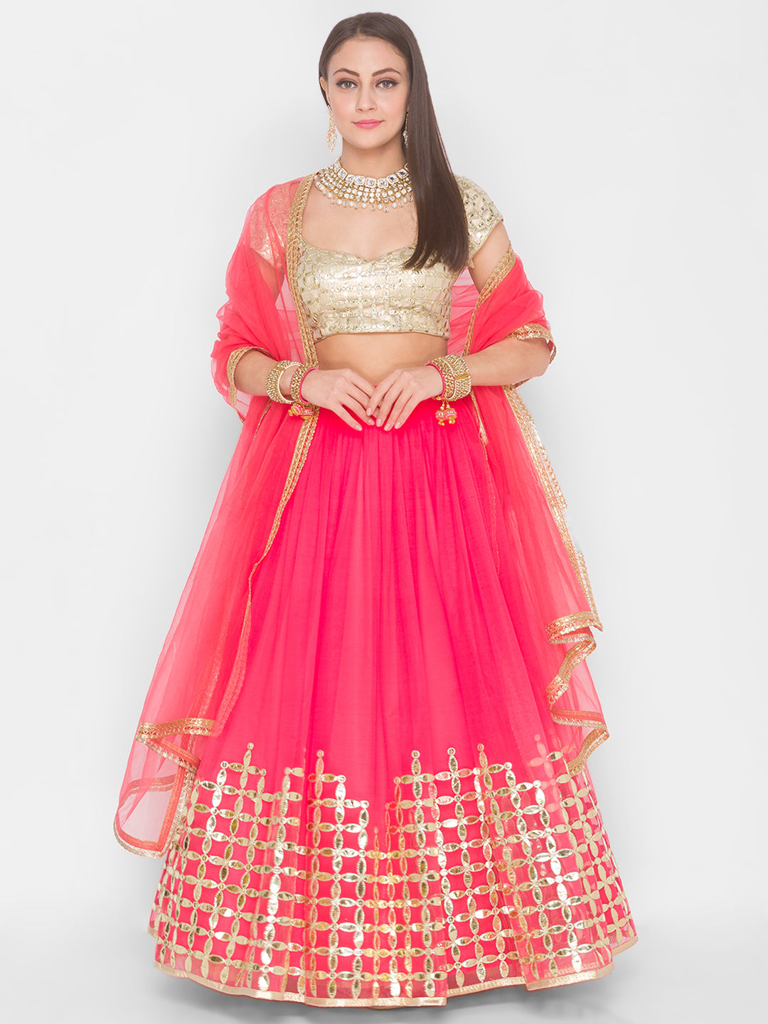 Bright Pink Phool Lehenga
