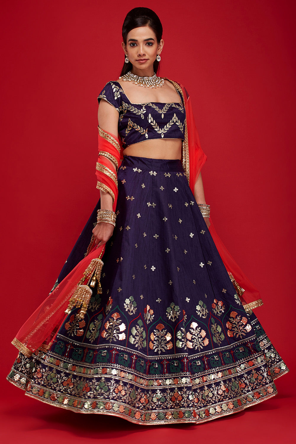 Purple & Pink Royal Trail Lehenga