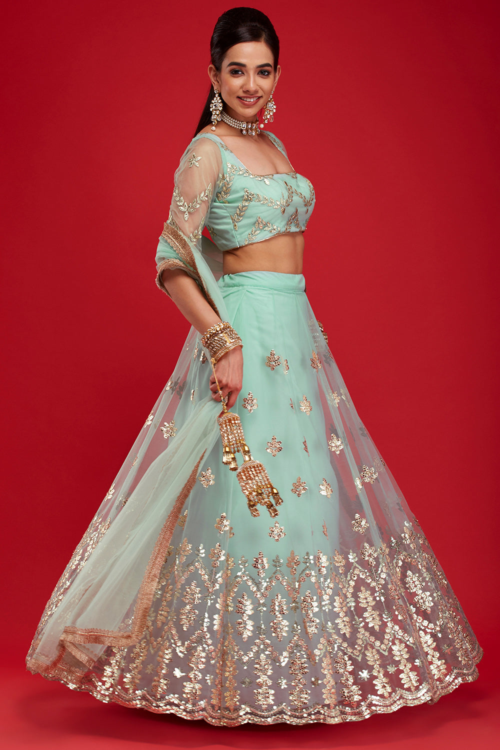 Aqua Gardenia Lehenga