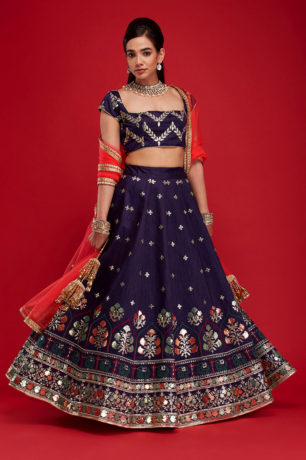 Purple & Pink Royal Trail Lehenga