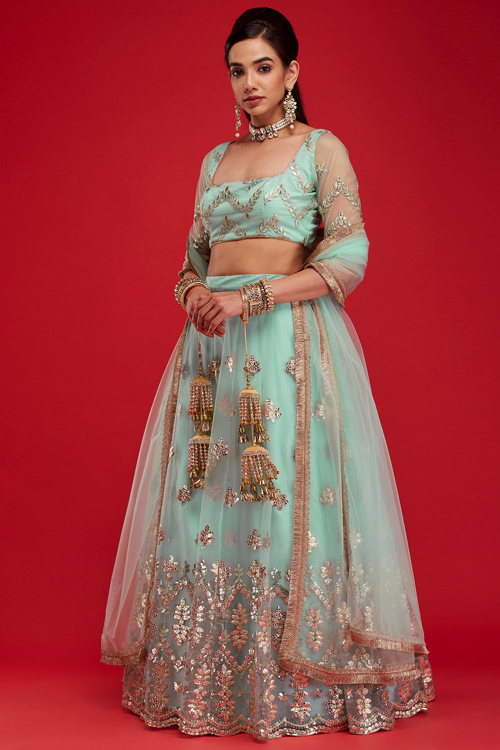 Aqua Gardenia Lehenga