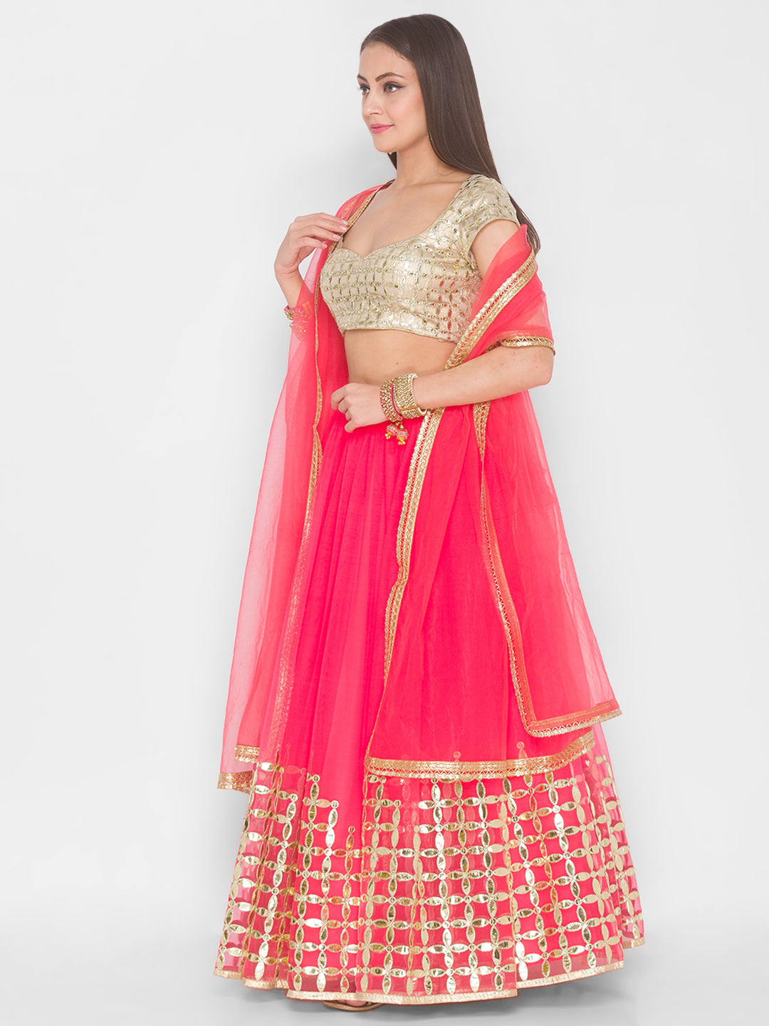 Bright Pink Phool Lehenga