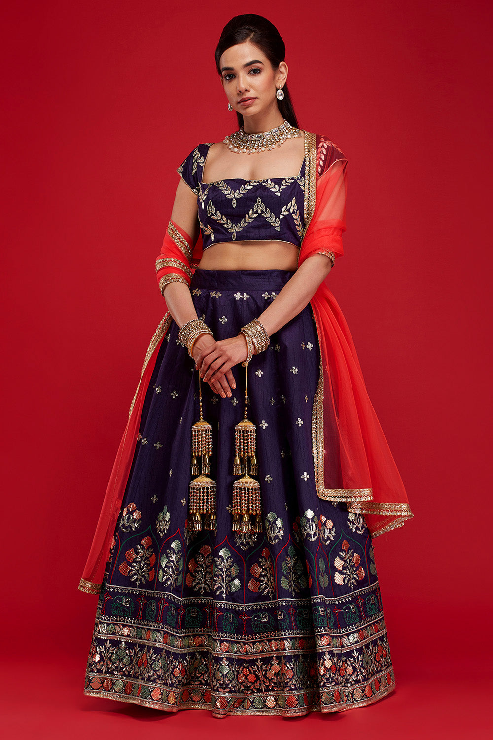 Purple & Pink Royal Trail Lehenga