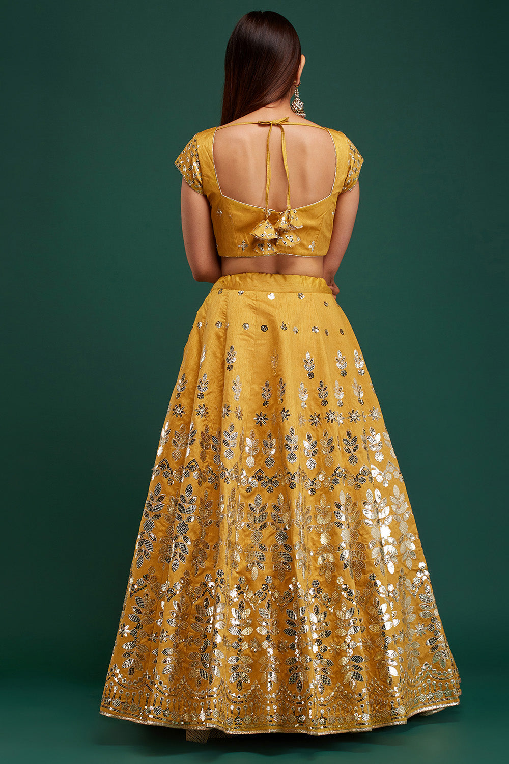 Light Gold & Blue Mirage Lehenga