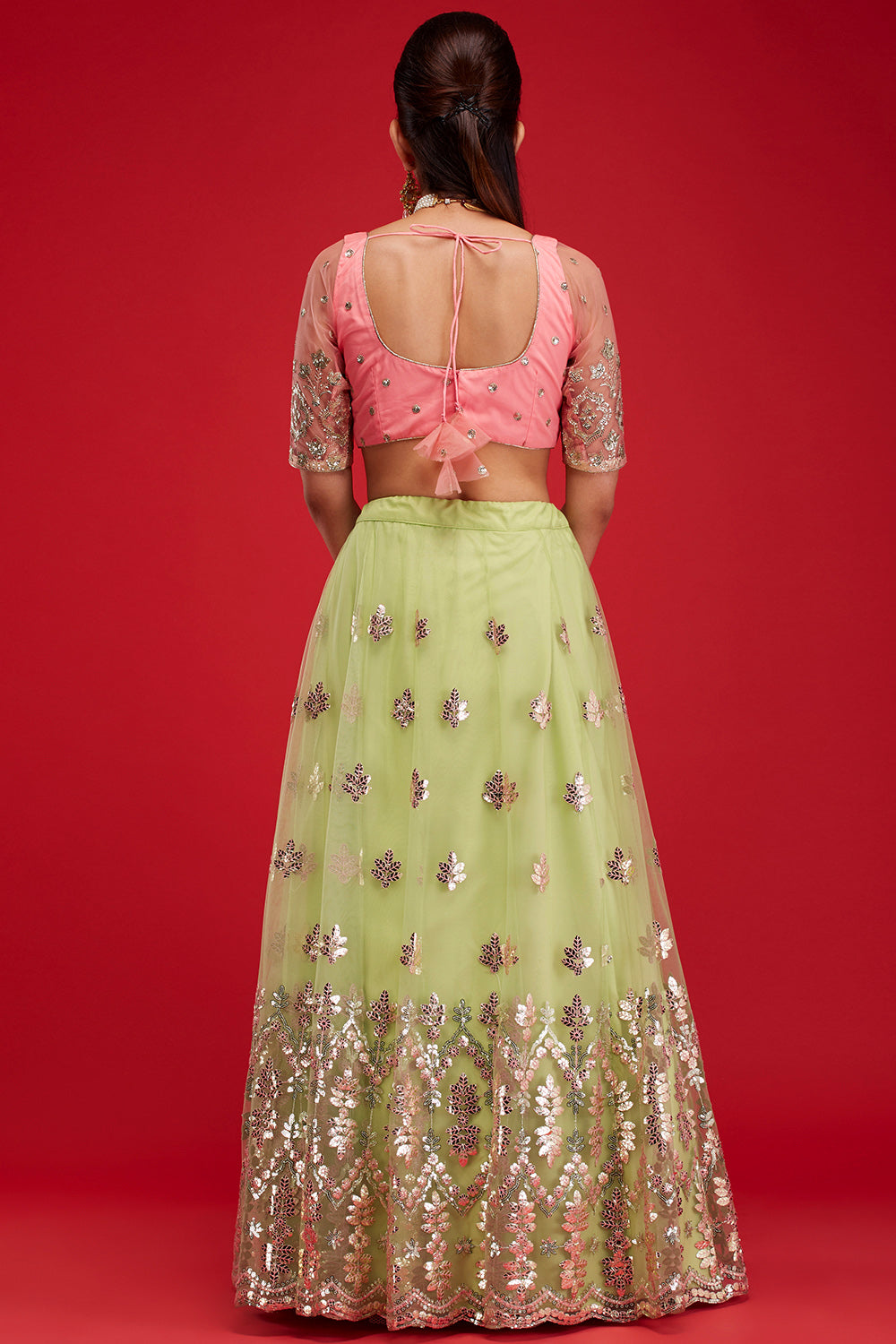 Jade & Pink Gardenia Lehenga