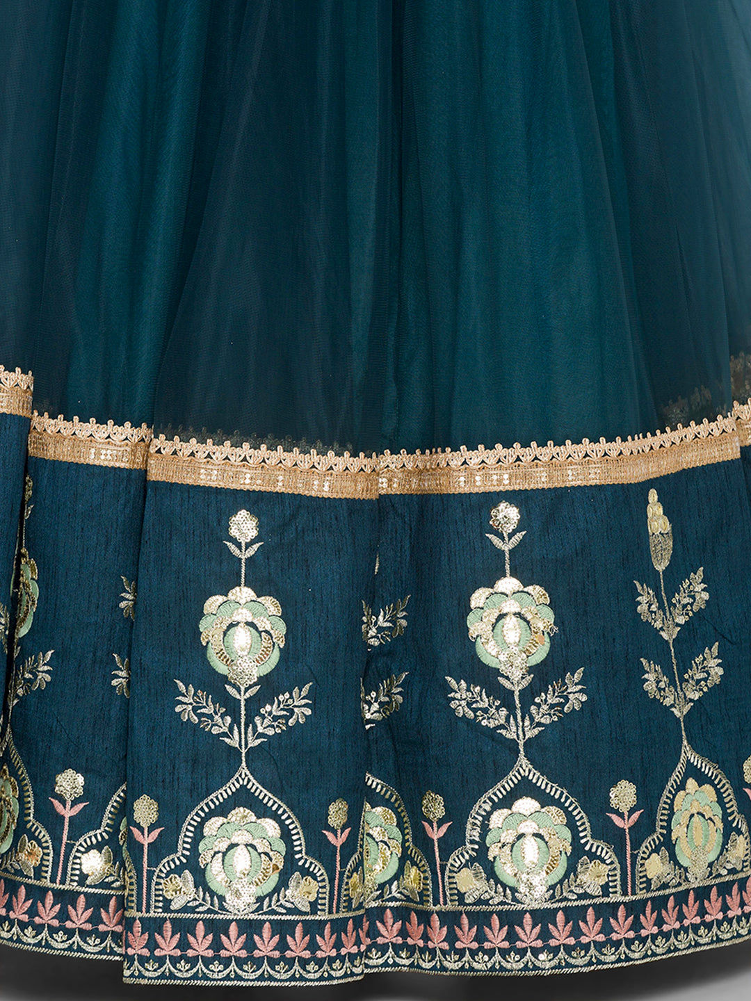 Dark Pine Bagh Border Lehenga