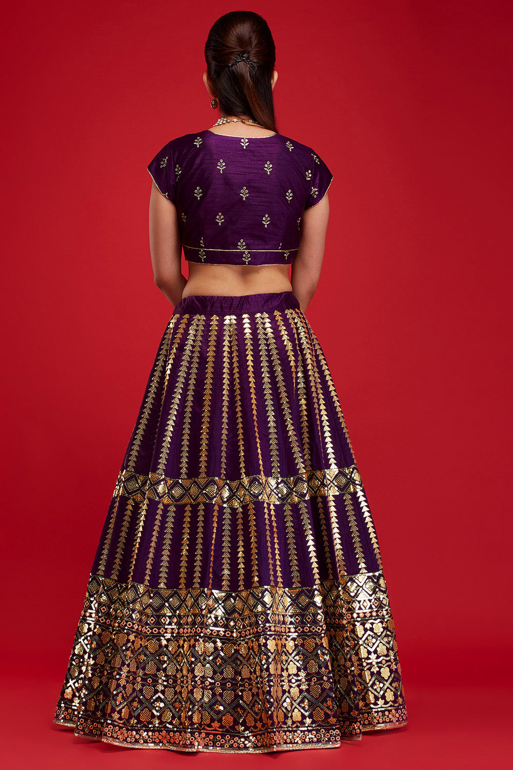 Purple & Mustard Aztec Lehenga