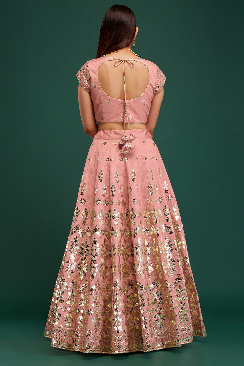 Dusty Pink & Aqua Mirage Lehenga
