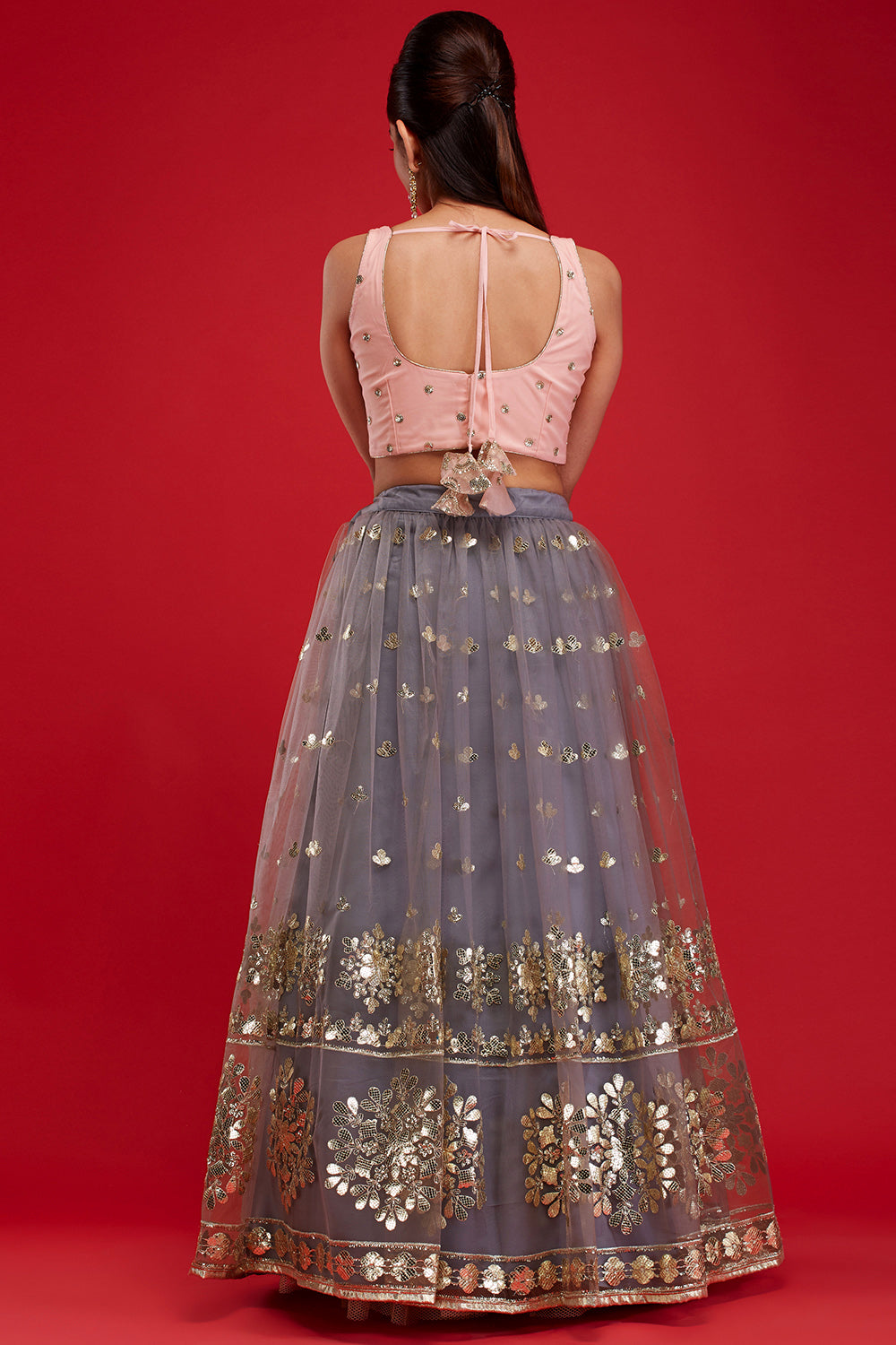Grey Snowflake Lehenga
