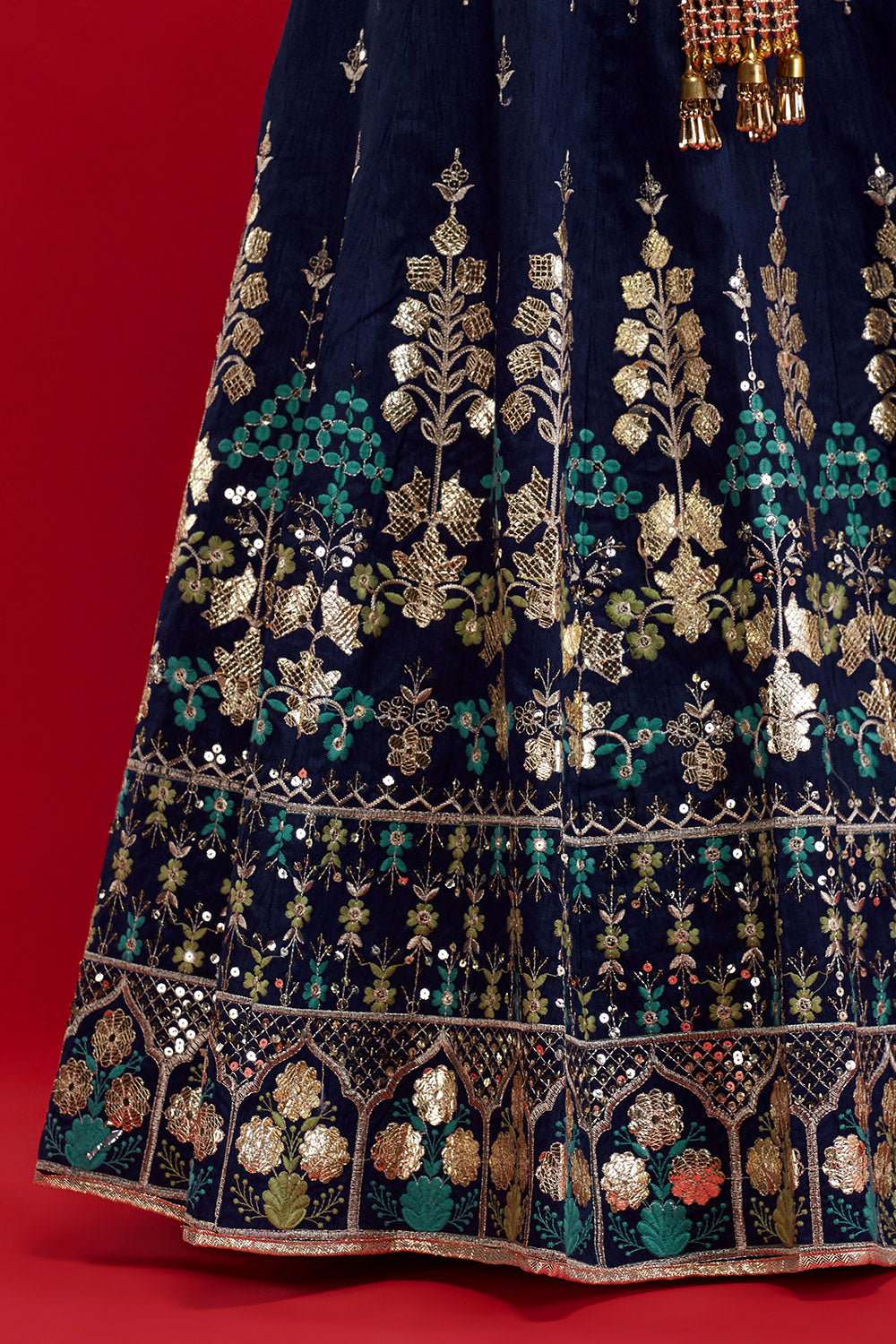 Navy Floral Pendant Lehenga