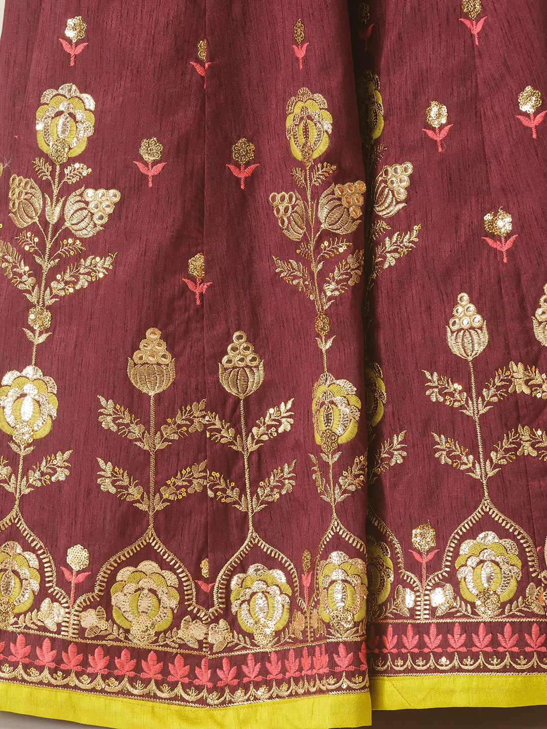 Deep Plum & Pink Gotapatti Bagh Lehenga
