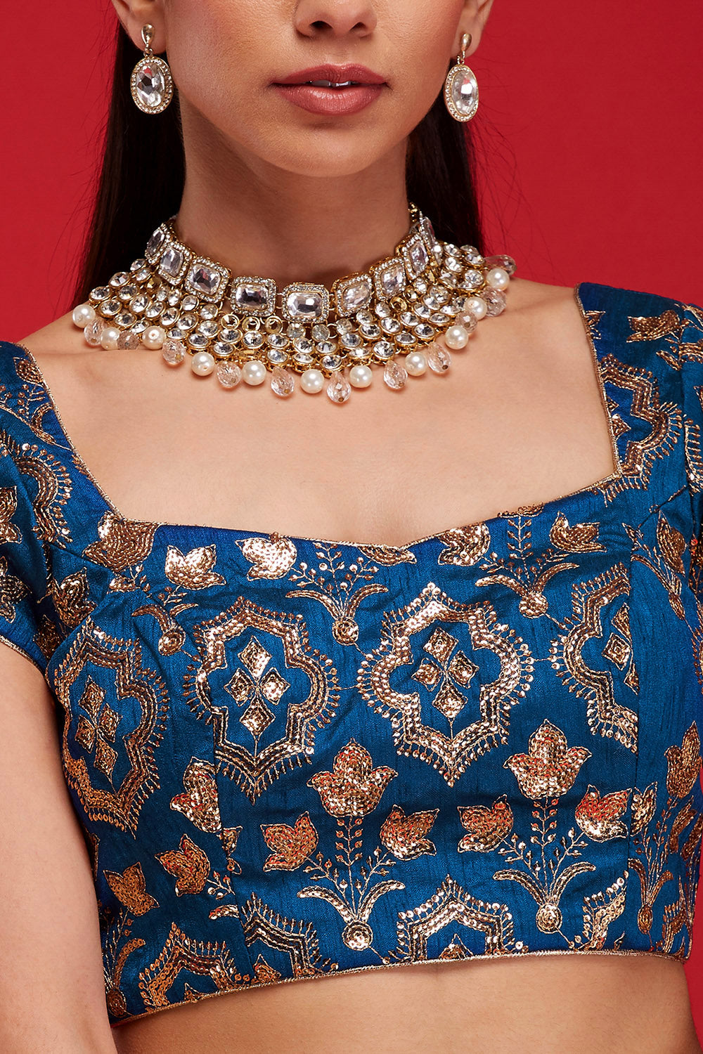 Bright Blue Sequin Fountain Lehenga