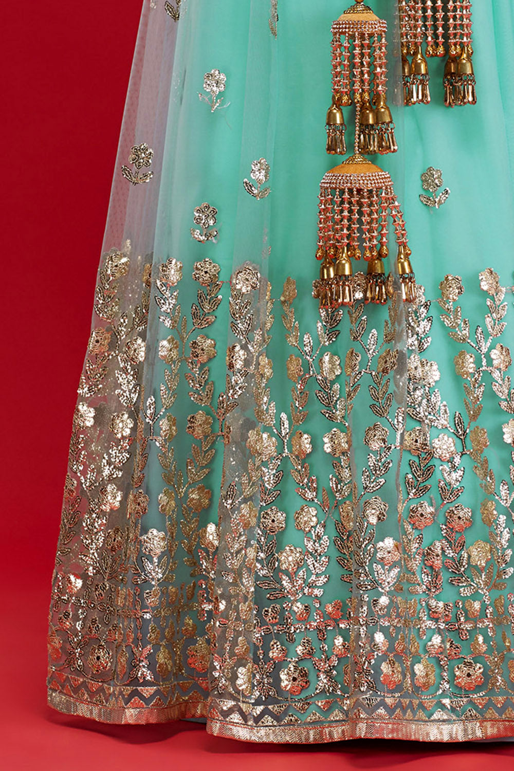 Aqua & Jade Roman Tiara Lehenga