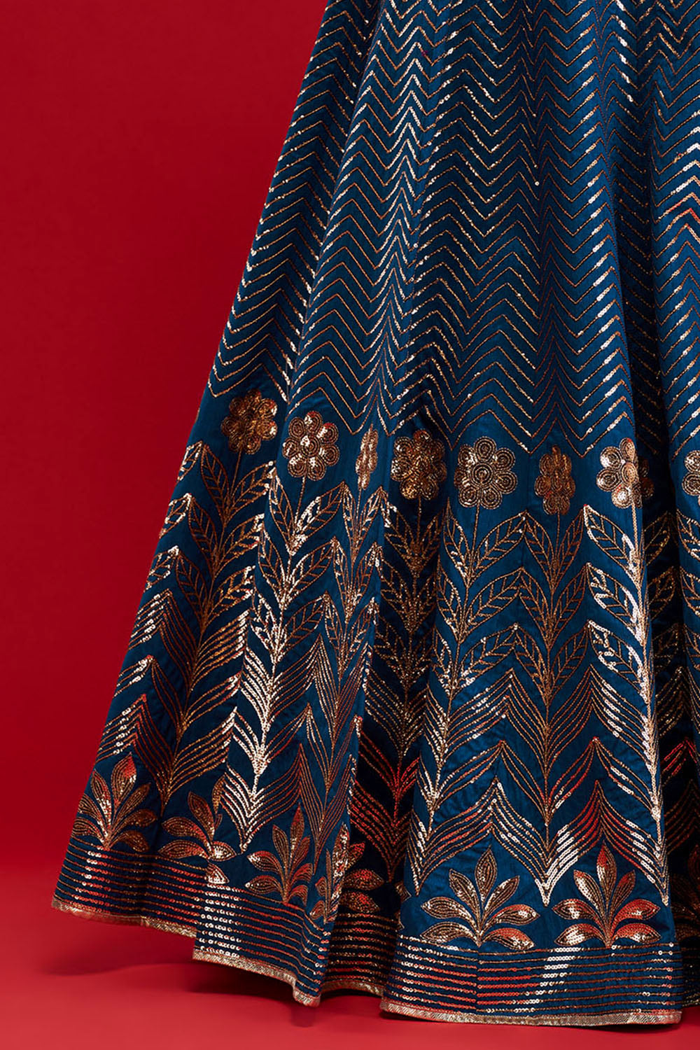 Bright Blue Sequin Fountain Lehenga