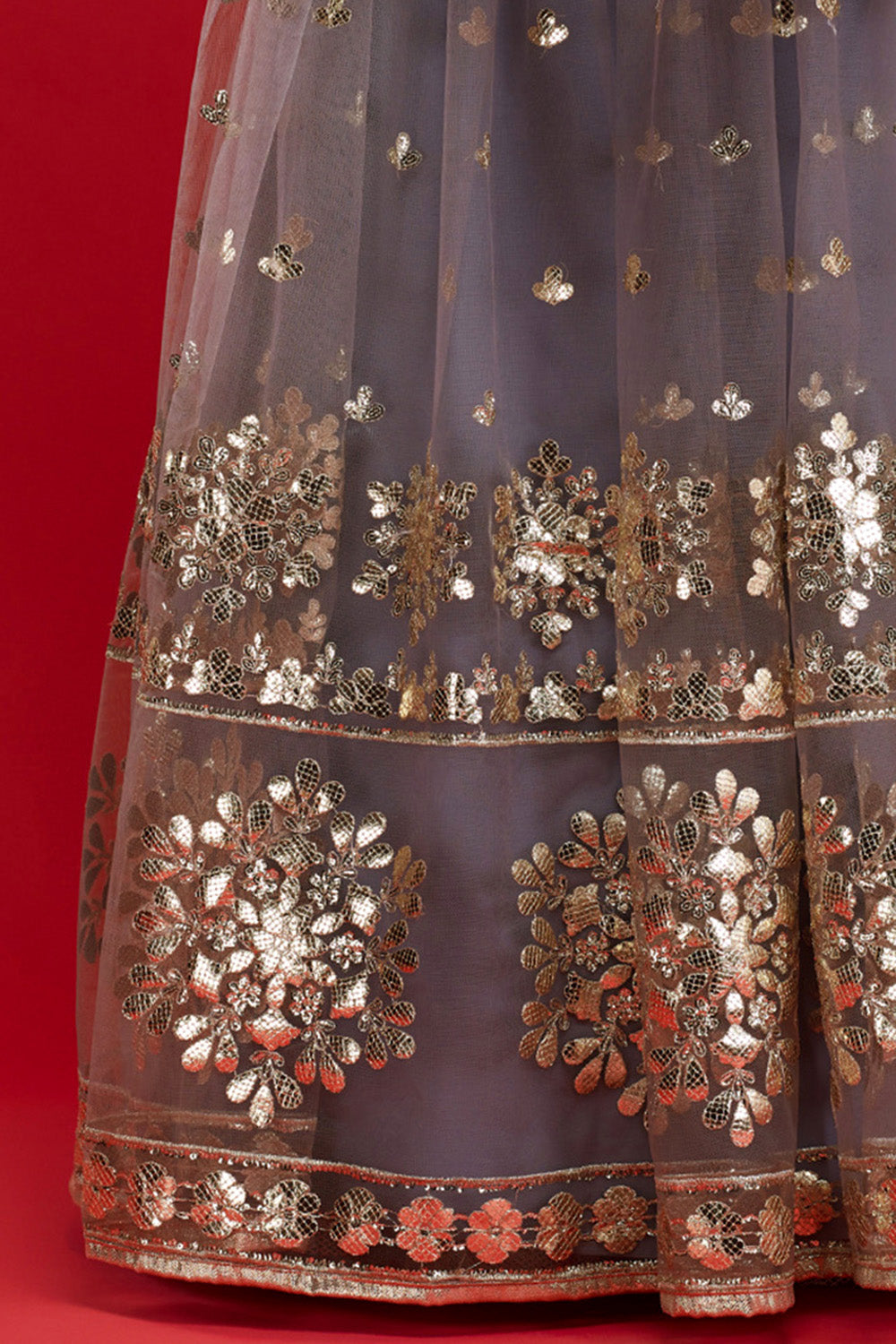 Grey Snowflake Lehenga