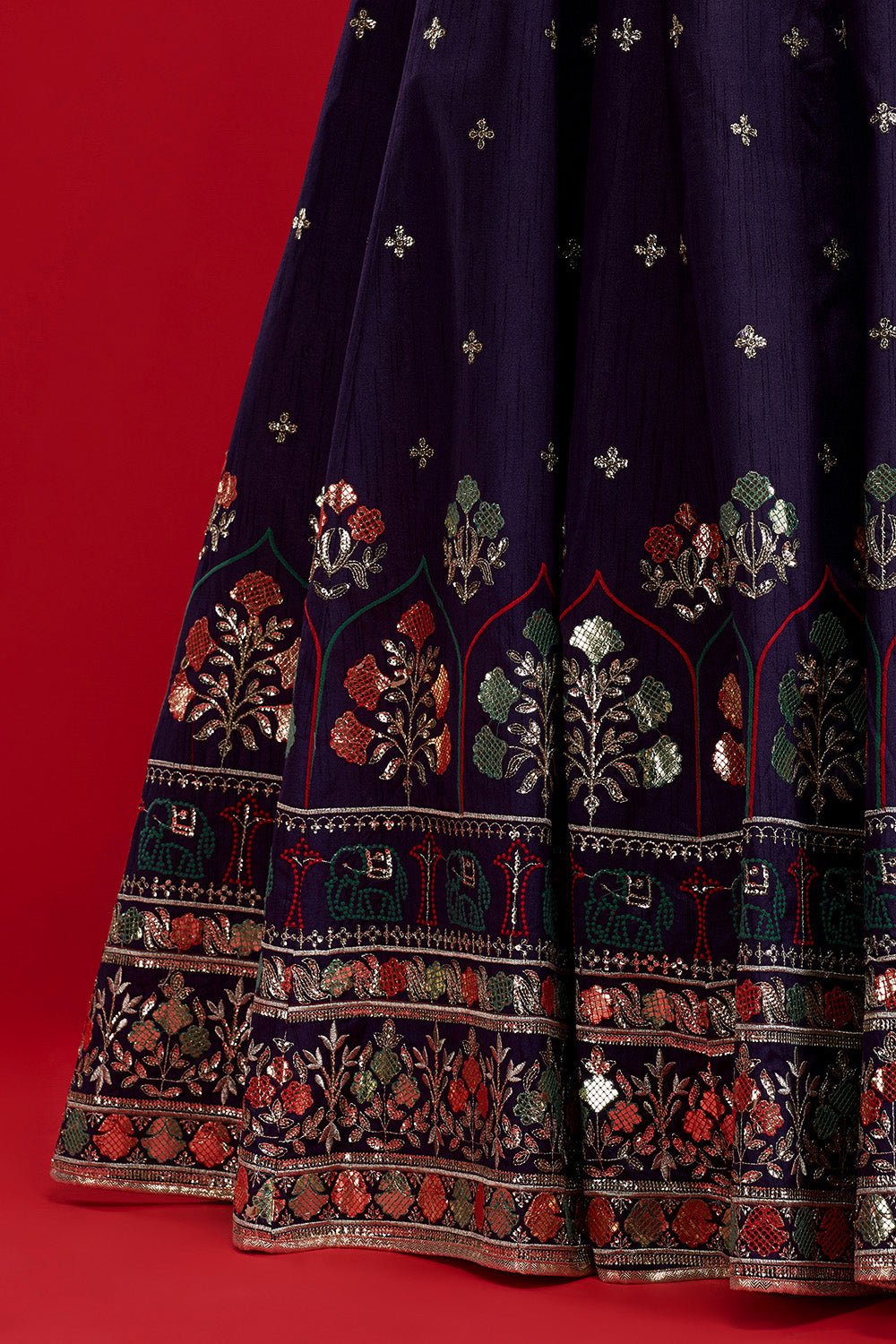 Purple & Blue Royal Trail Lehenga