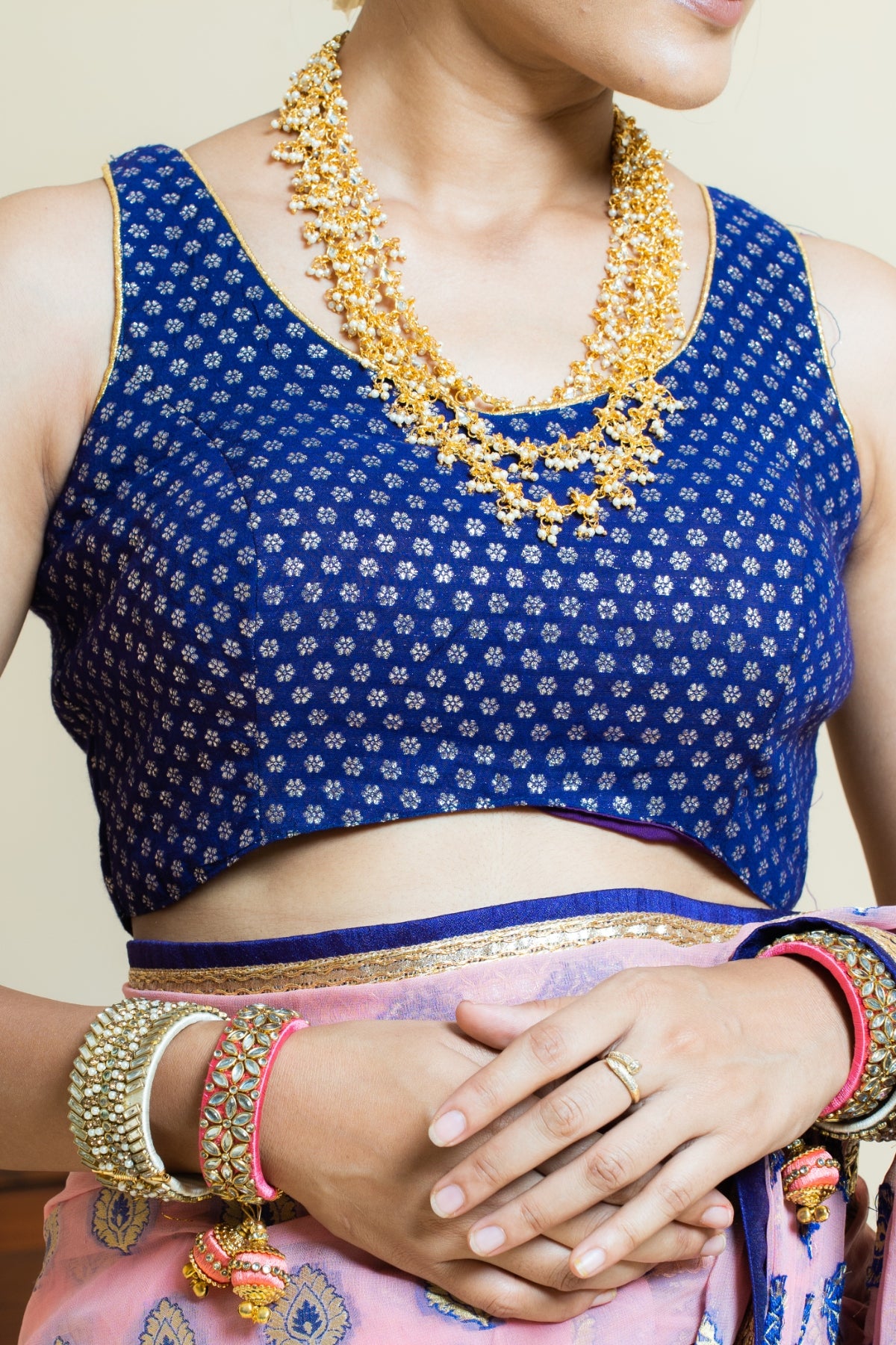 Dusty Pink and Purple Booti Saree
