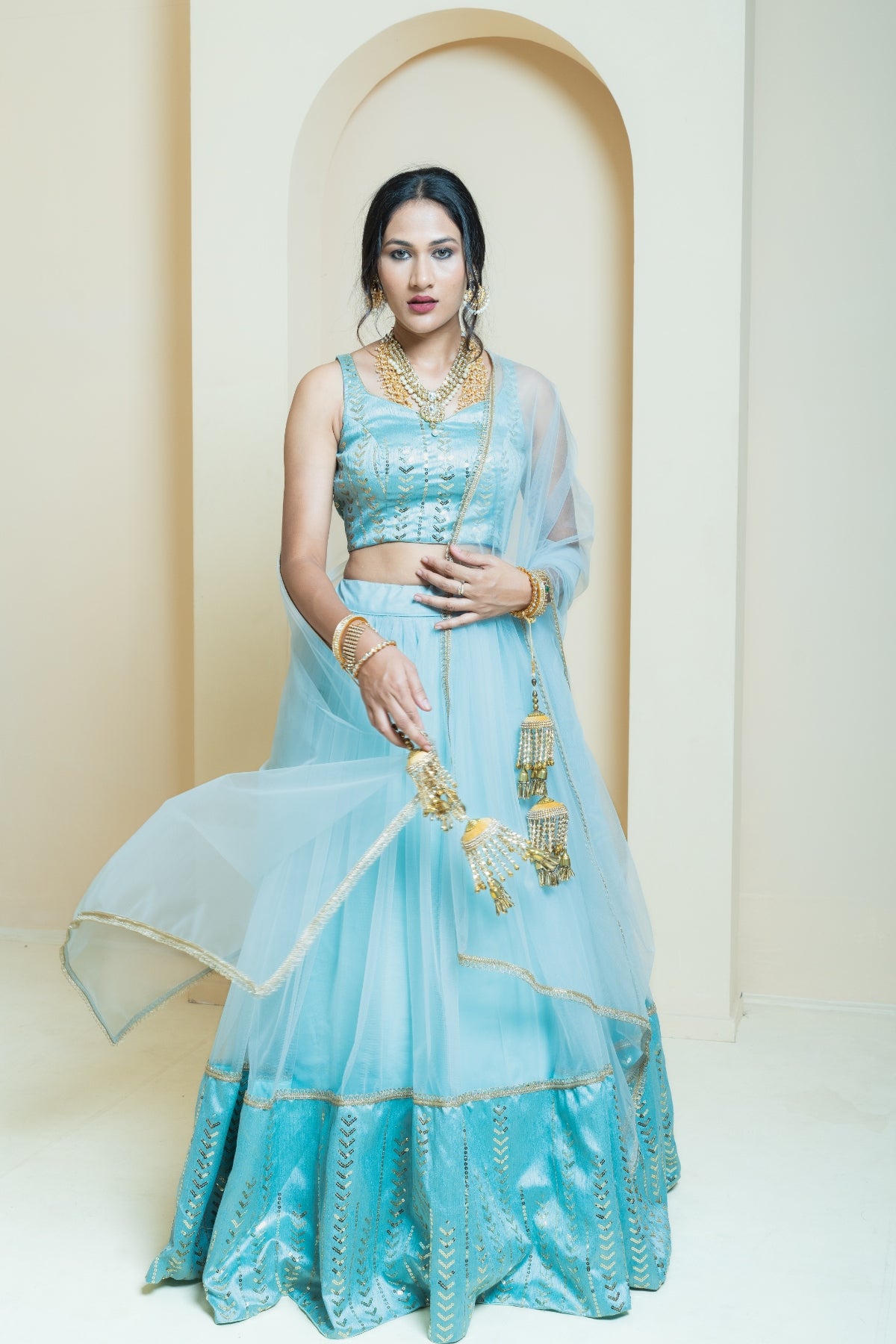 Ethereal Blue Sequin Sparkle Lehenga