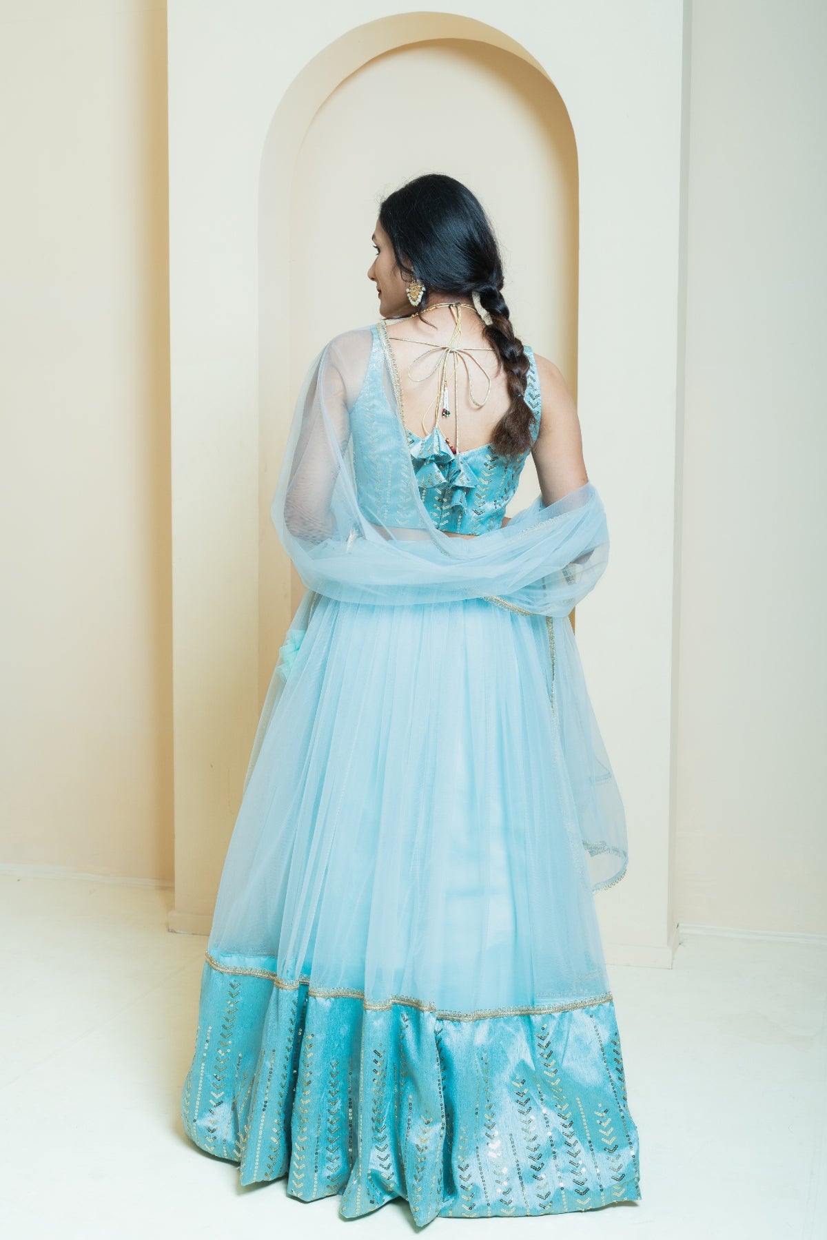 Ethereal Blue Sequin Sparkle Lehenga