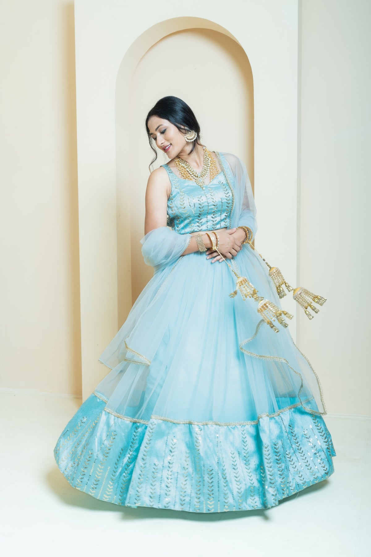 Ethereal Blue Sequin Sparkle Lehenga