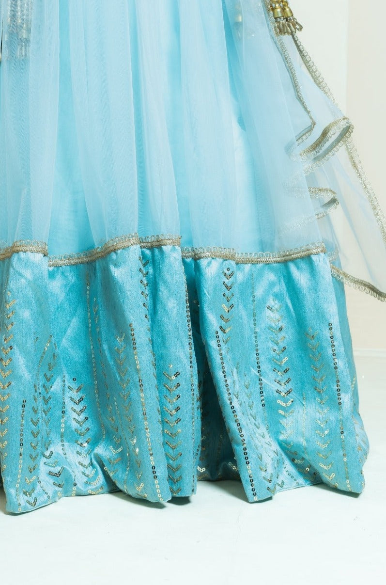 Ethereal Blue Sequin Sparkle Lehenga