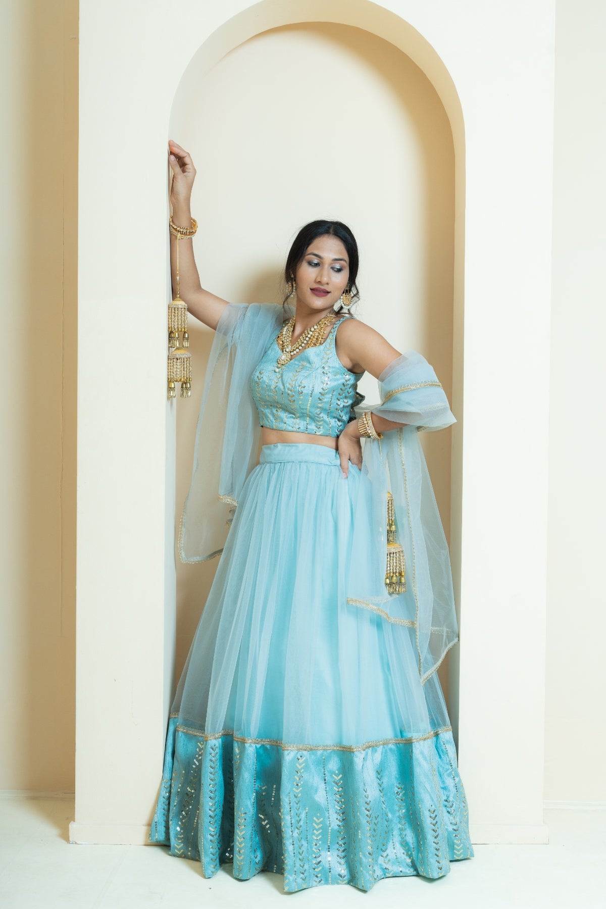 Ethereal Blue Sequin Sparkle Lehenga
