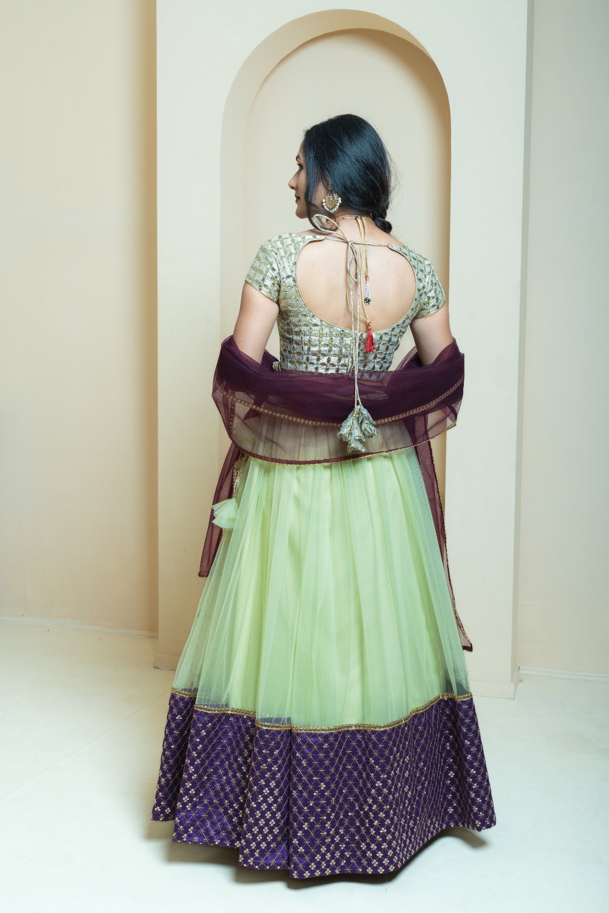 Jade and Purple Sequin Border Lehenga