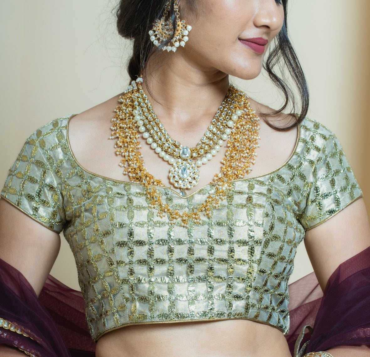 Jade and Purple Sequin Border Lehenga