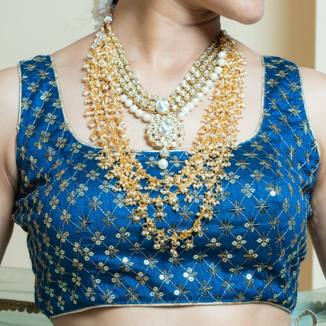 Marine Breeze Scallop Border Lehenga