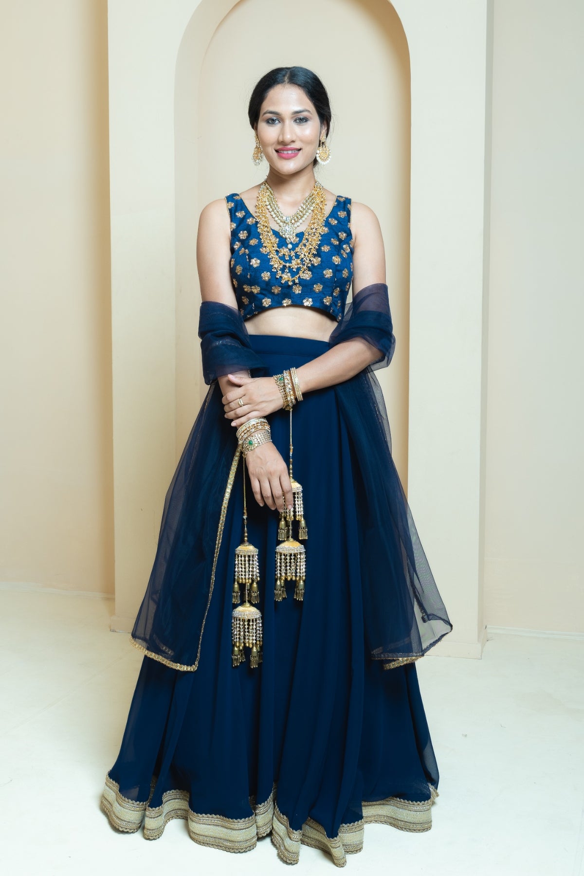 Regal Splendor Navy Georgette Lehenga