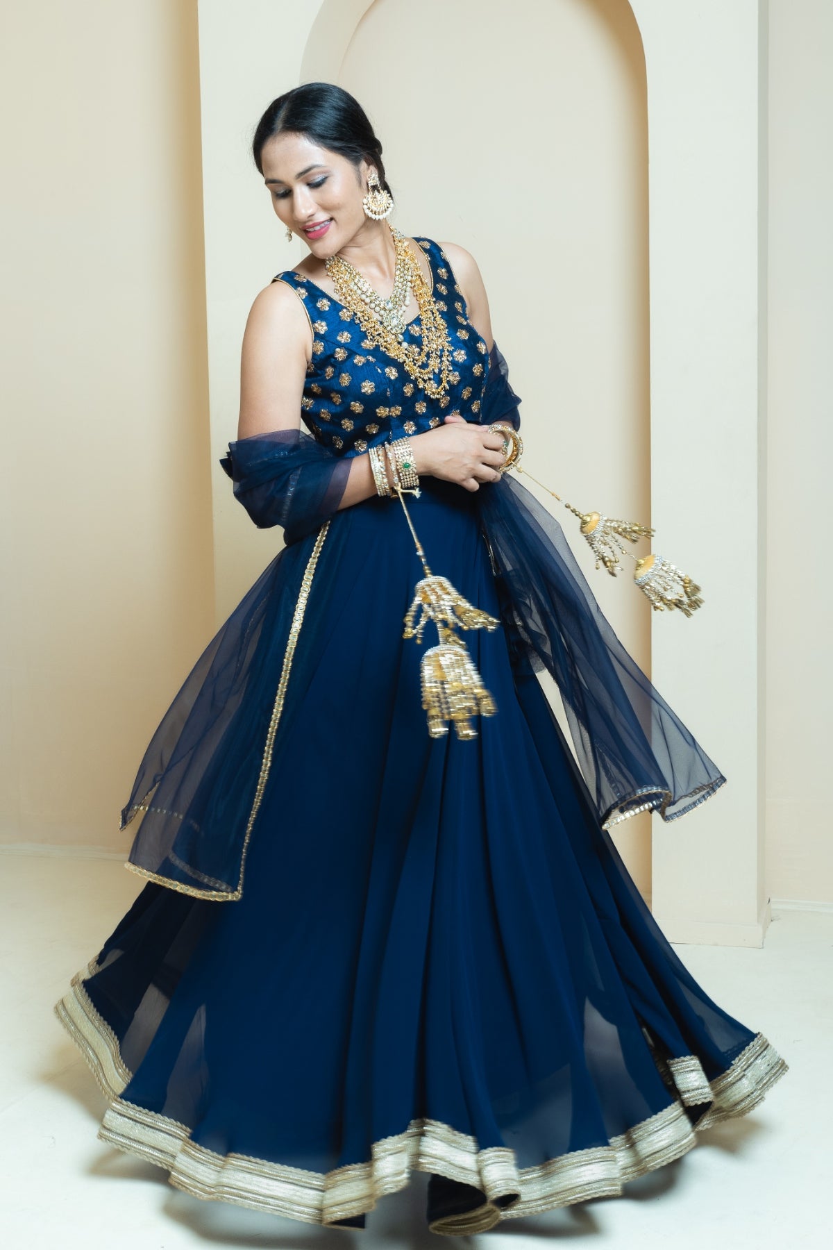Regal Splendor Navy Georgette Lehenga