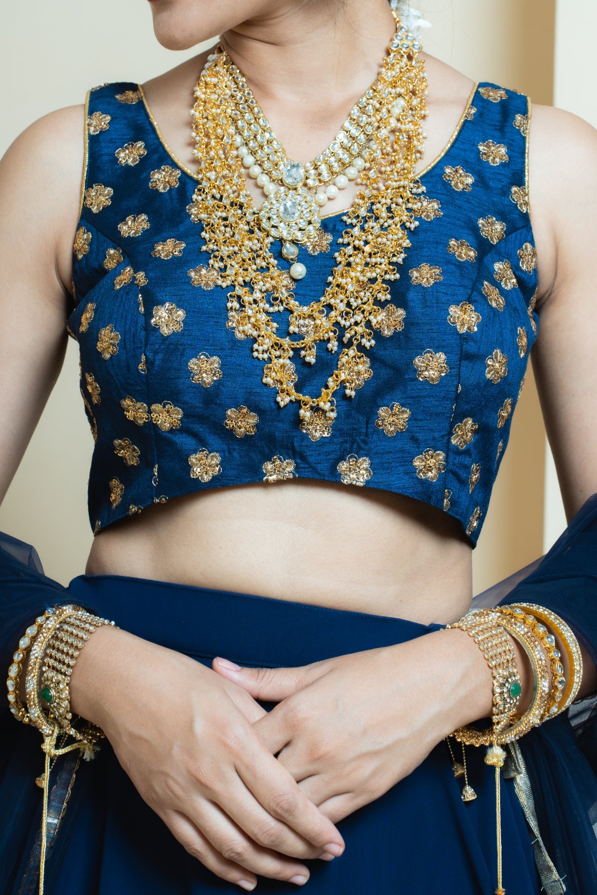 Regal Splendor Navy Georgette Lehenga