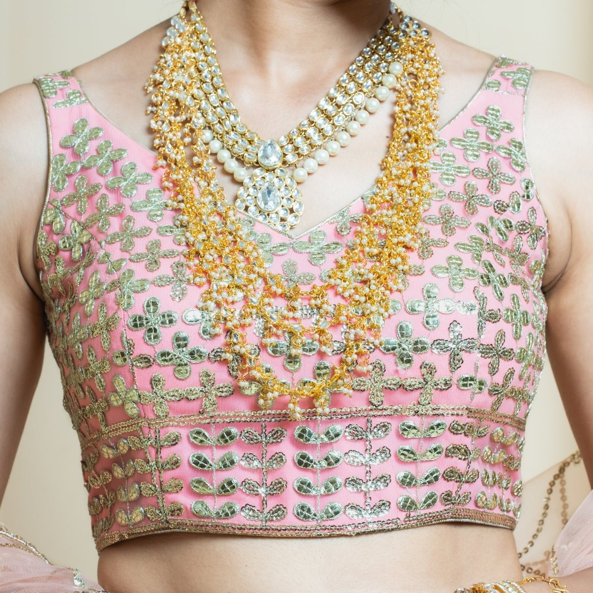 Pastel Peach and Pink Sequin Sparkle Lehenga