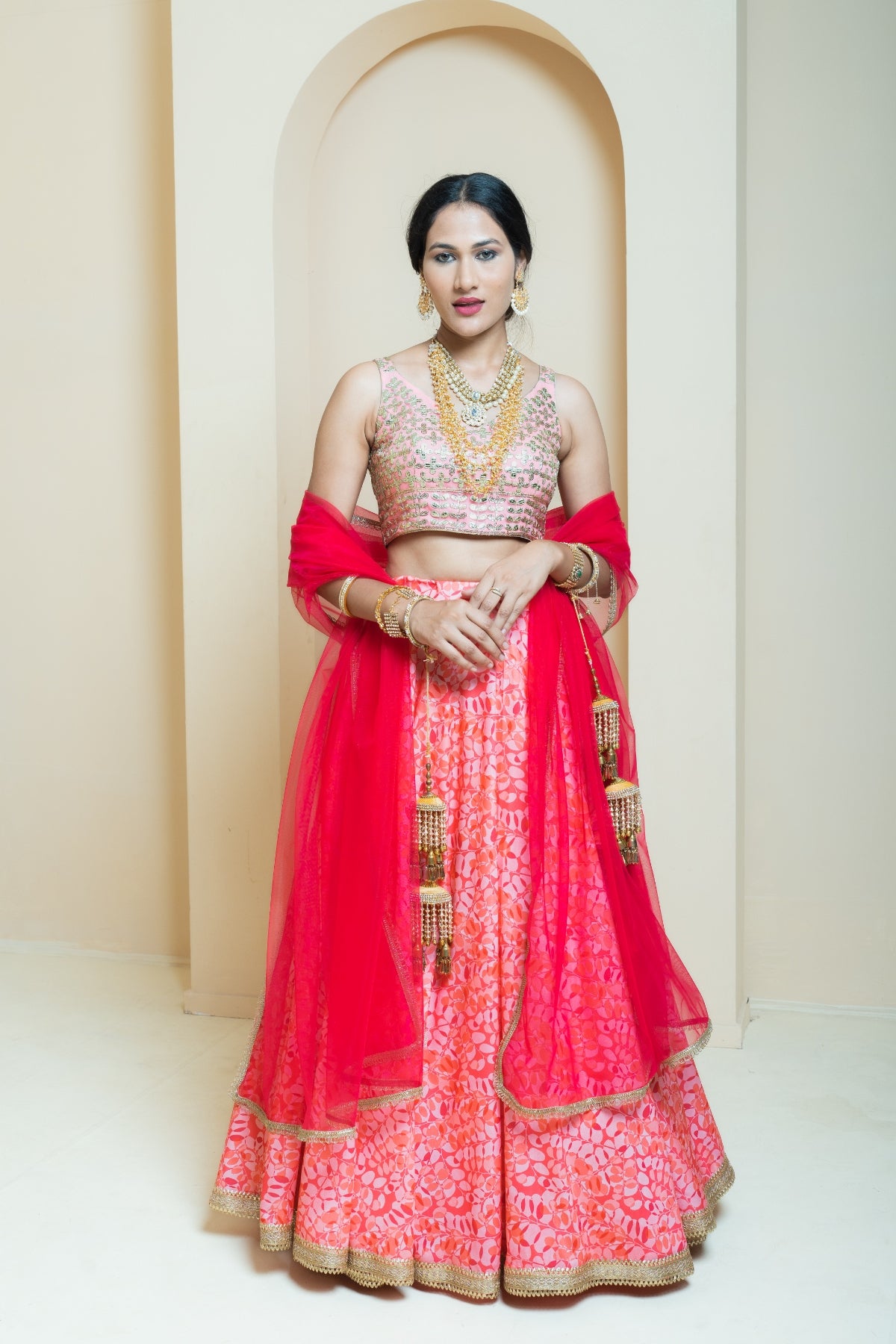 Scarlet Blossom Printed Lehenga