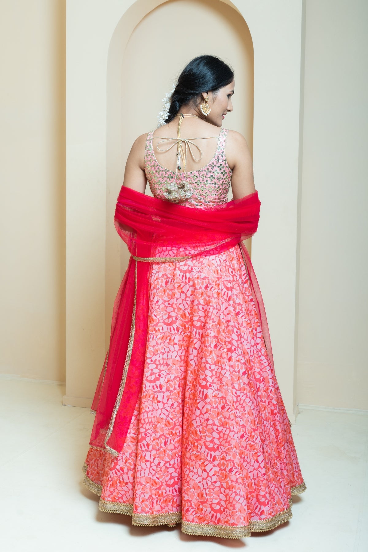 Scarlet Blossom Printed Lehenga