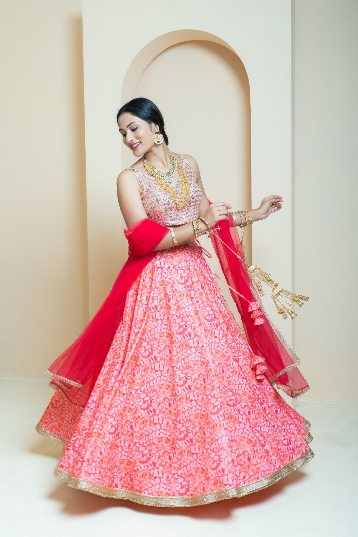 Scarlet Blossom Printed Lehenga