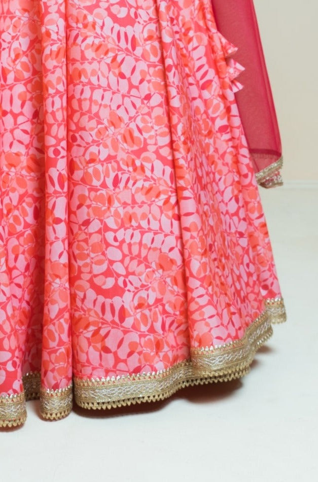 Scarlet Blossom Printed Lehenga