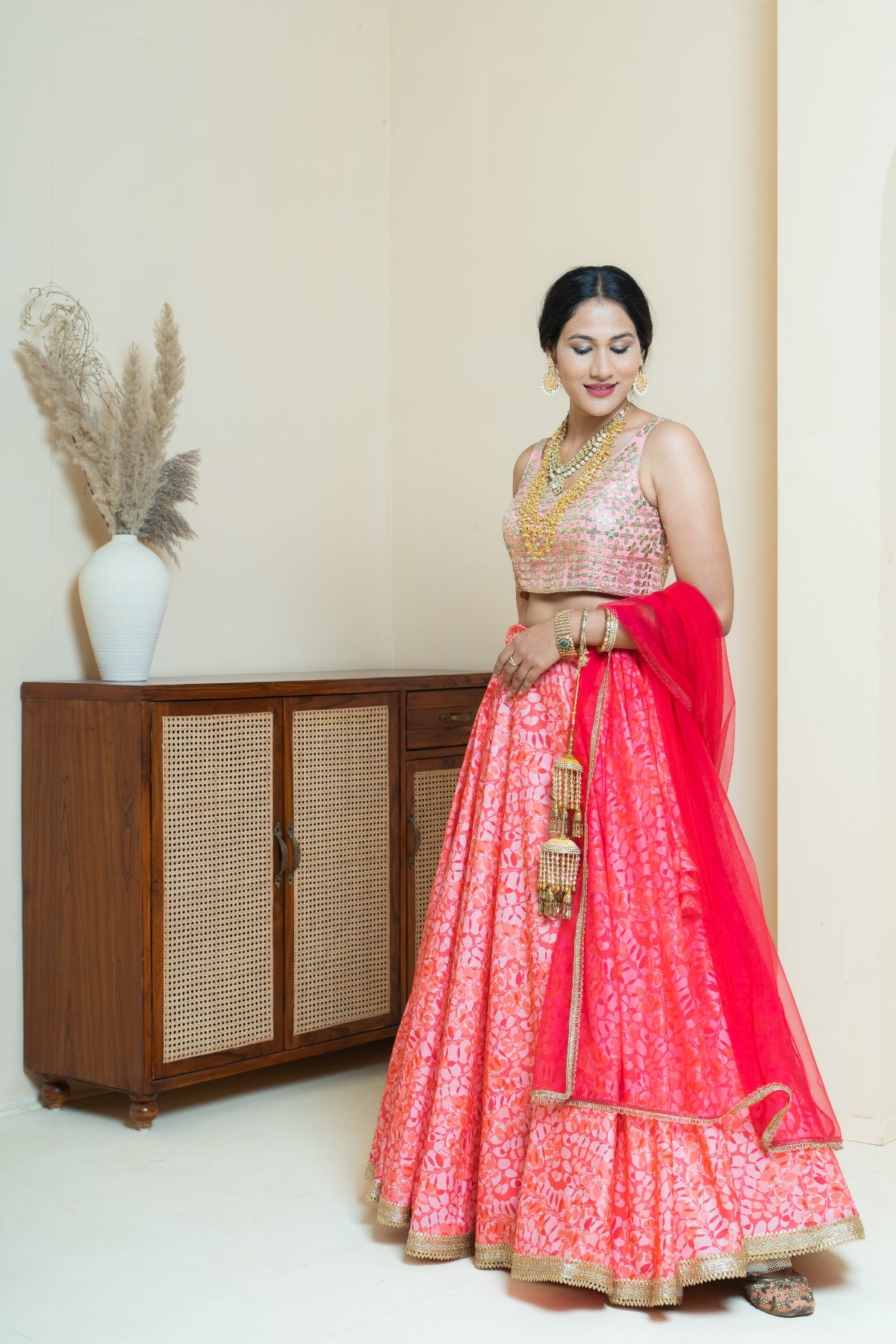 Scarlet Blossom Printed Lehenga