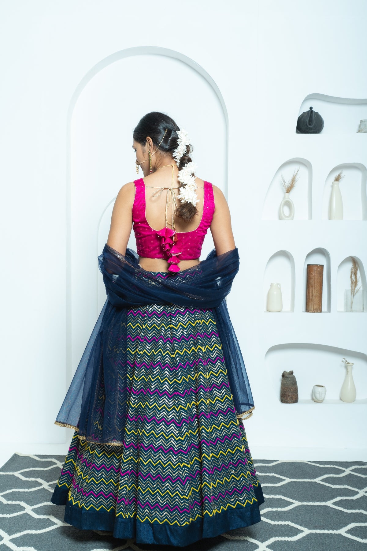 Geometric Symphony Navy Sequin Lehenga