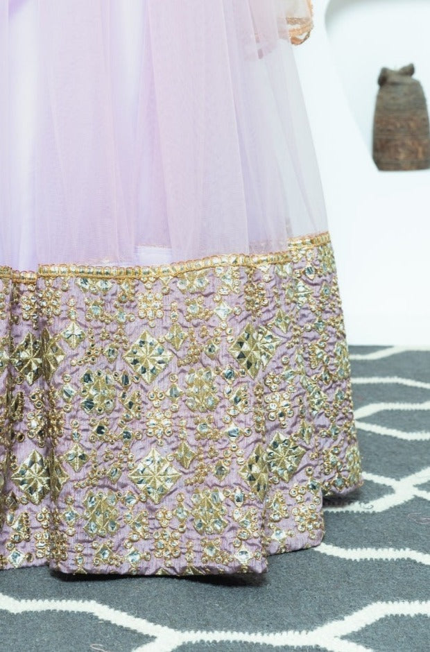 Twilight Mirage Mauve Mirrorwork Lehenga