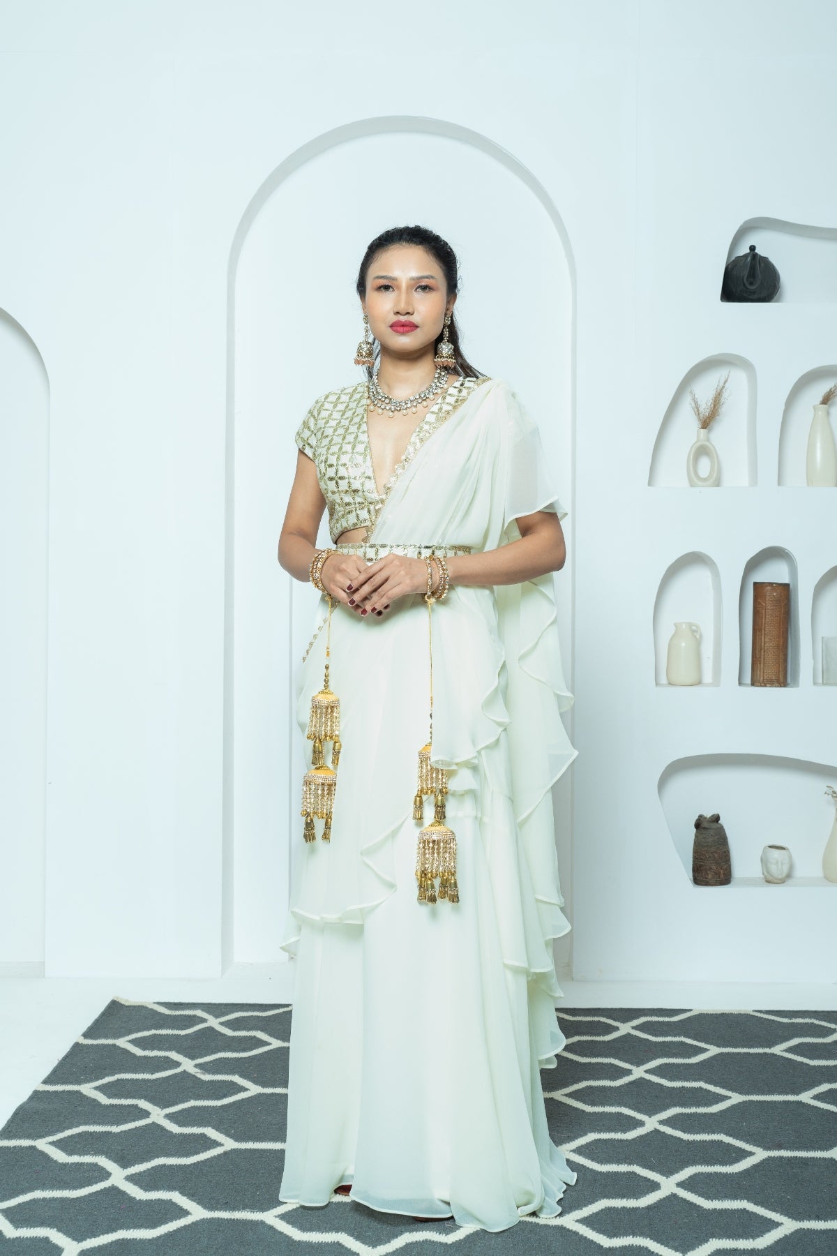 Pure Ivory Draped Lehenga Saree