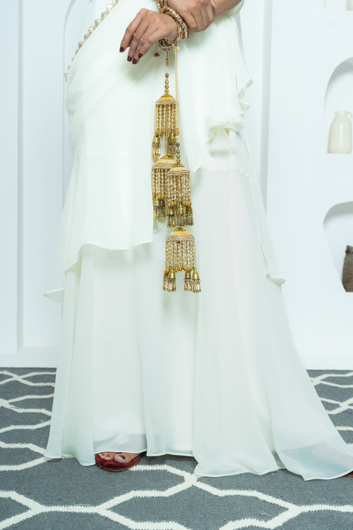 Pure Ivory Draped Lehenga Saree