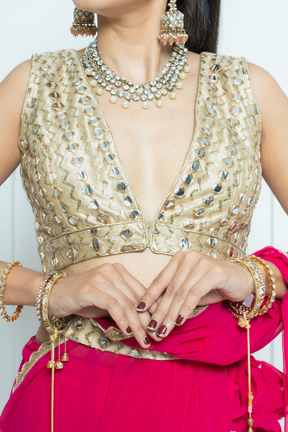 Rose Pink Draped Lehenga Saree