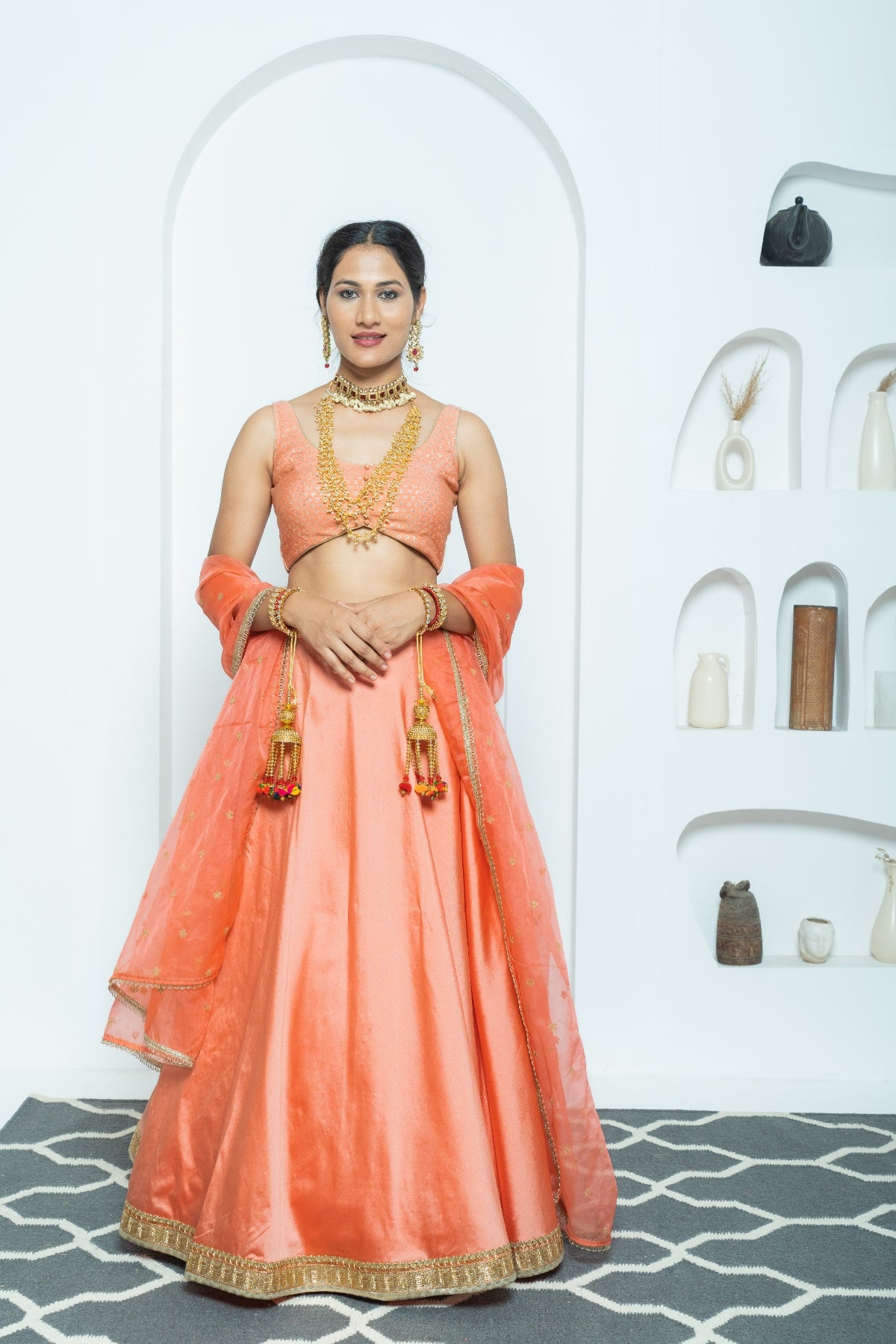 Dreamy Peach Minimalistic Lehenga