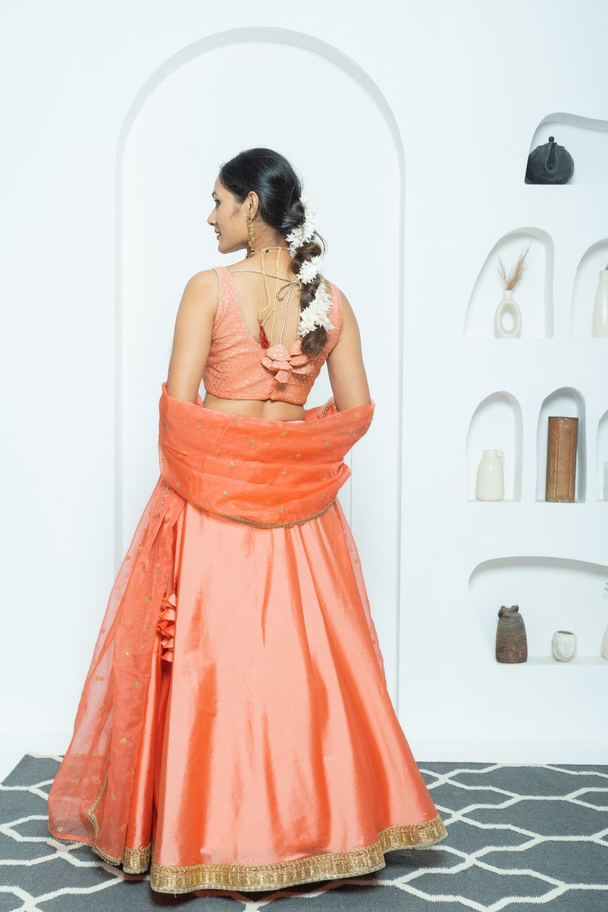 Dreamy Peach Minimalistic Lehenga