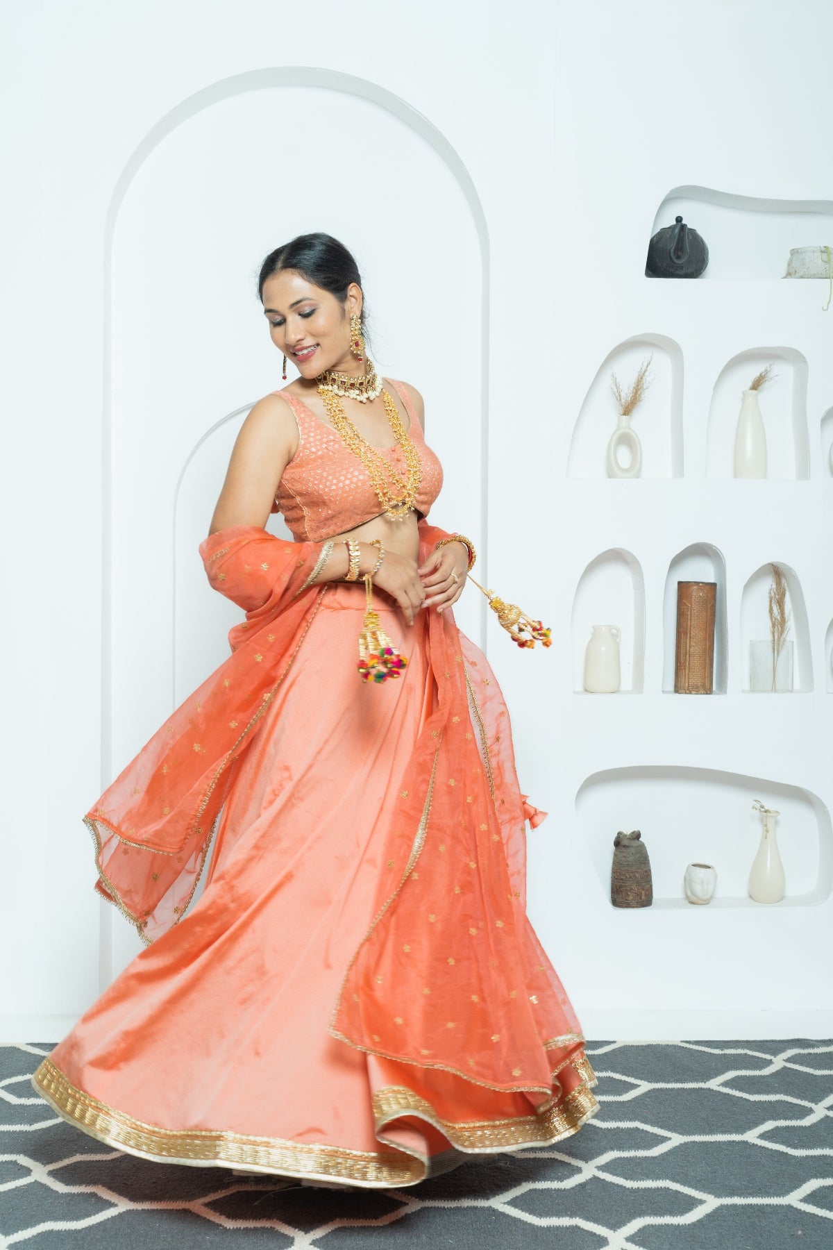 Dreamy Peach Minimalistic Lehenga