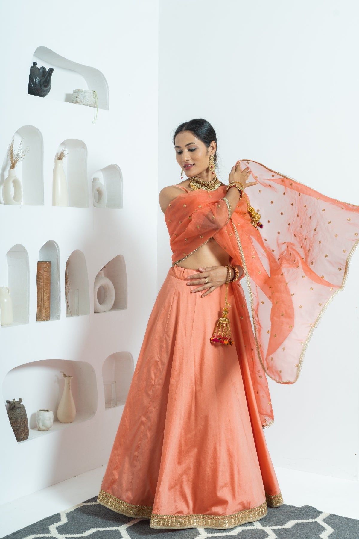 Dreamy Peach Minimalistic Lehenga