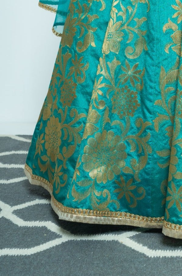 Vibrant Teal Banarasi Lehenga