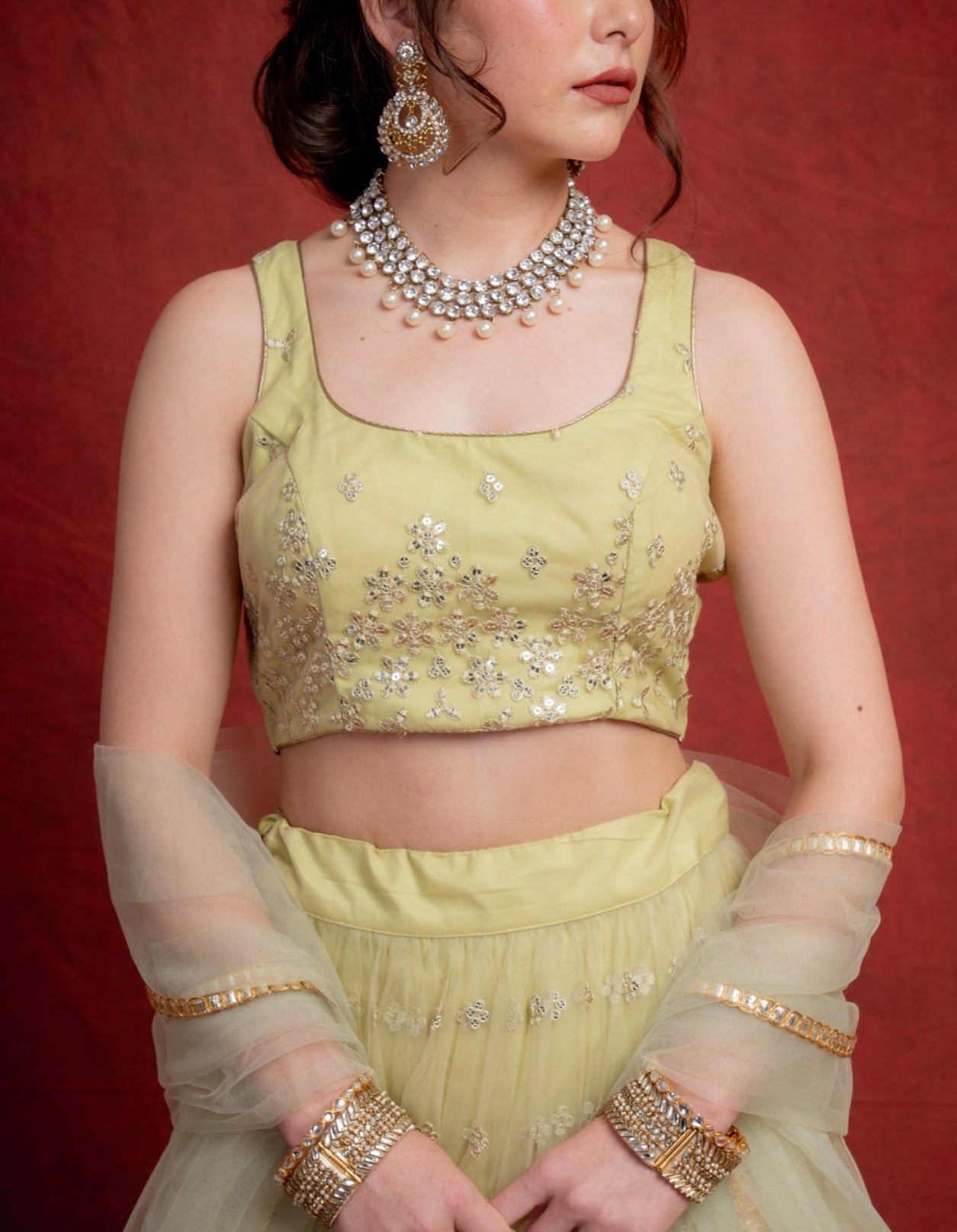 Jade Sequin Shimmer Lehenga