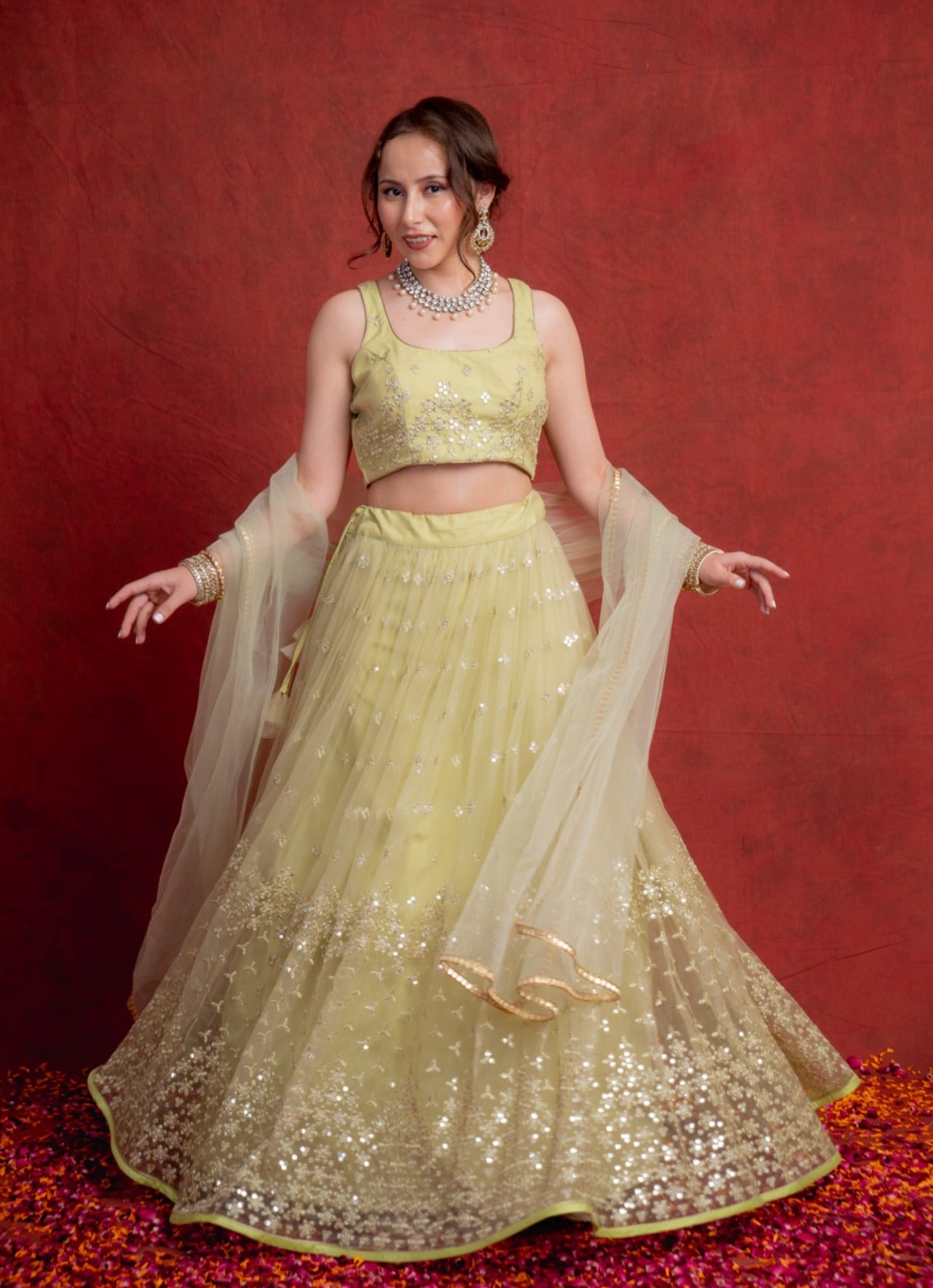 Jade Sequin Shimmer Lehenga